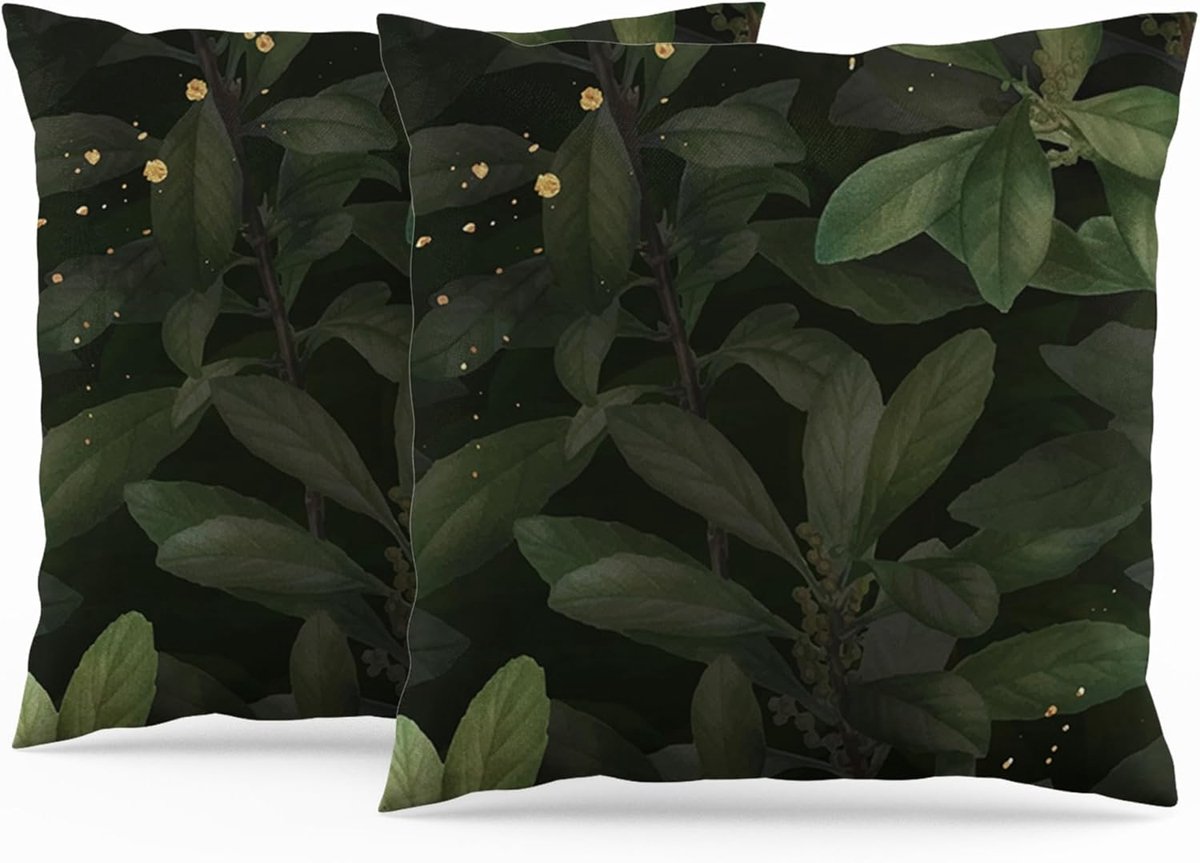 Forest Green Cushion Covers Leaf Plants Dark Green Gold Dots Vintage Art Sofa Cushion Covers Decorative for Sofa Home - ShopVlot