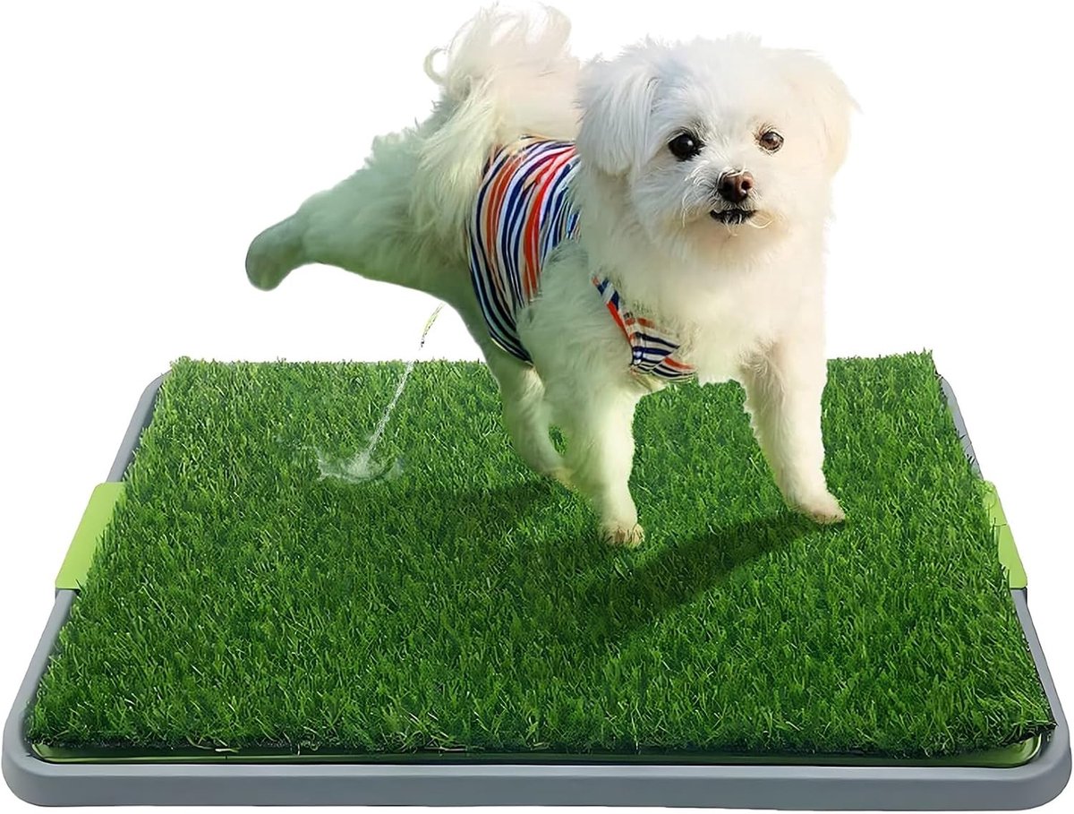 Honden Toiletkom met Wasbare Plasmat en Kunstgras voor Puppy Zindelijkheidstraining, Draagbaar voor Binnengebruik