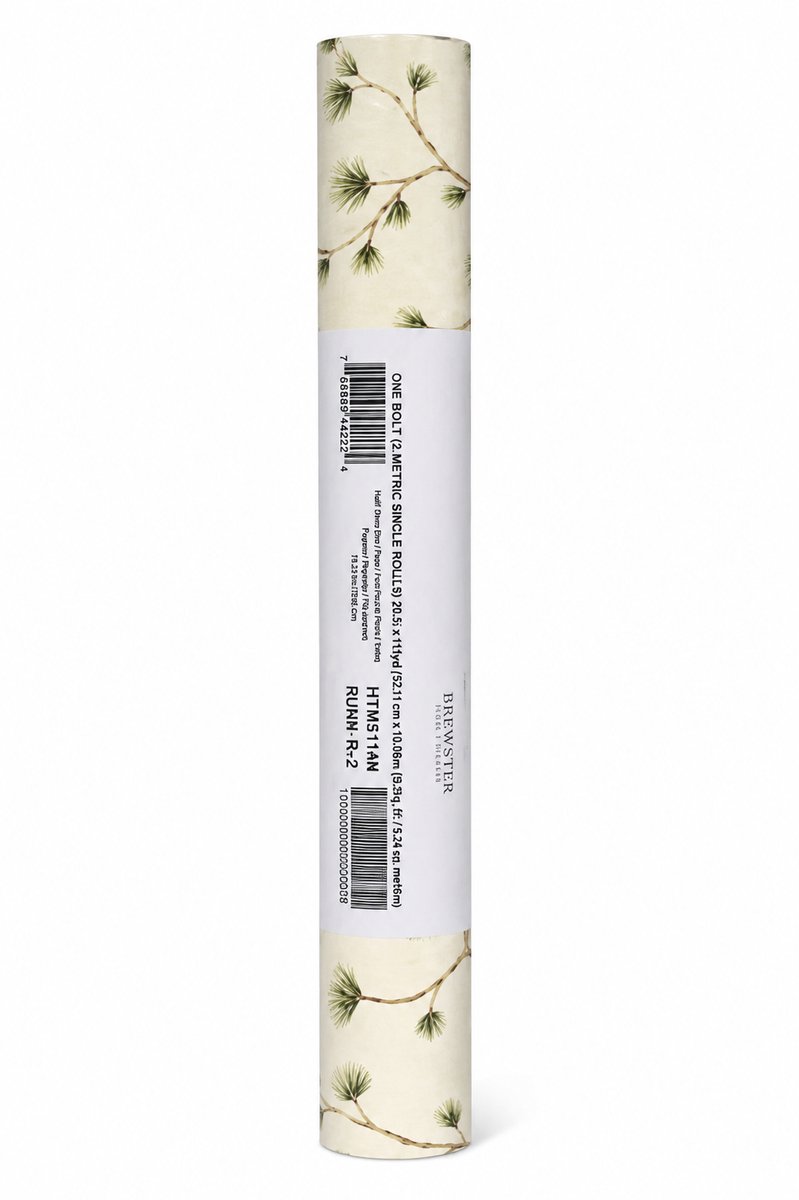 Chesapeake Cynthar Cream Pine Branch Trail Behang – Crème met Dennentakken – Landelijk & Botanisch – 52 cm x 10,06 m