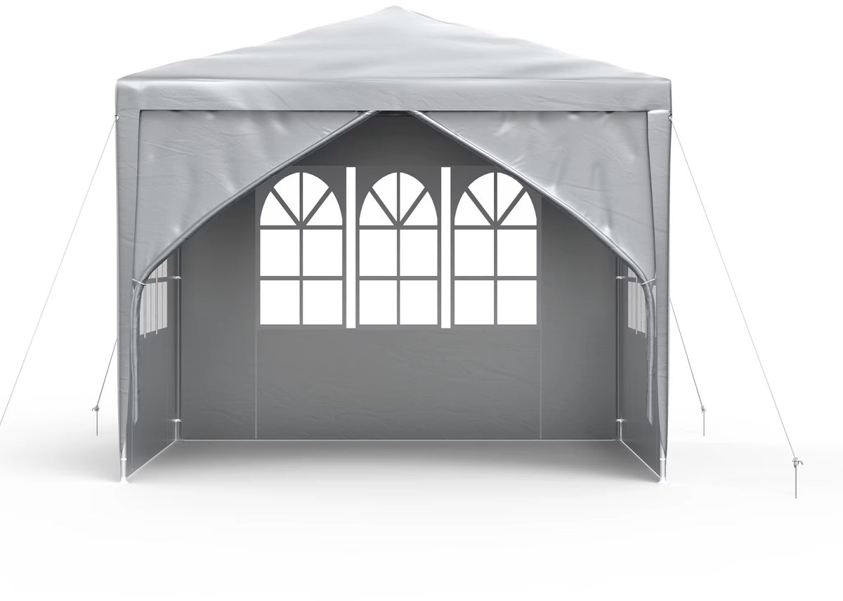 Partytent 3x3 m – Waterdichte Opvouwbare Tent met Afneembare Zijwanden – Stalen Frame – UV-Bescherming – Voor Tuin, Bruiloften, Feesten & Evenementen