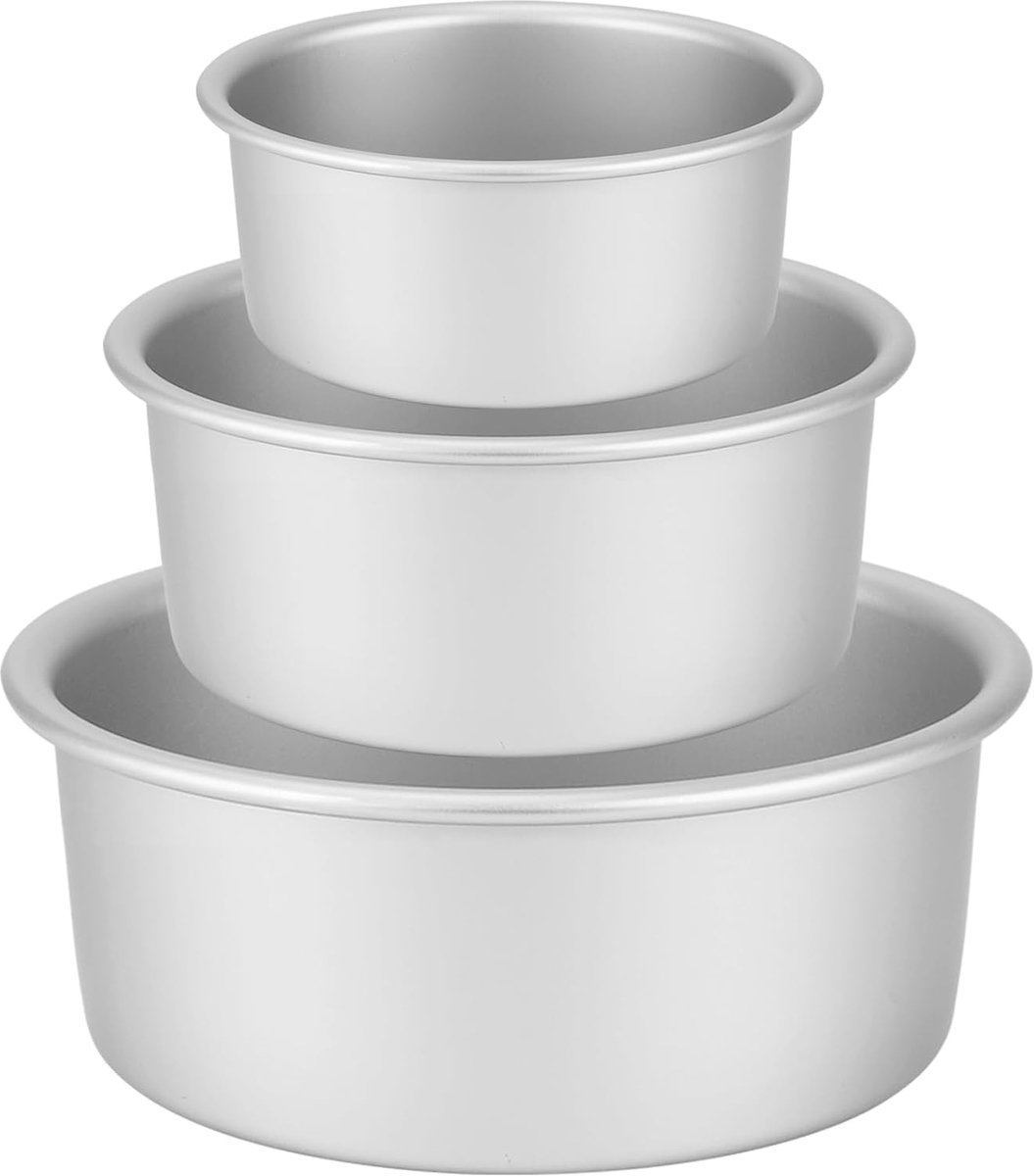 SnelShoppen - Taartvorm Rond 3-Delige Set Ø 15/20/26 cm - Hoogwaardige Bakvorm van Geanodiseerd Aluminium met Afneembare Bodem - Ideaal voor Taarten e