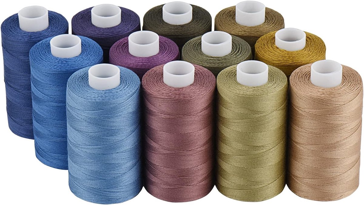 katoenen naai- en quiltdraad voor thuisnaaimachine - 12 jeanskleuren, 500 meter/haspel