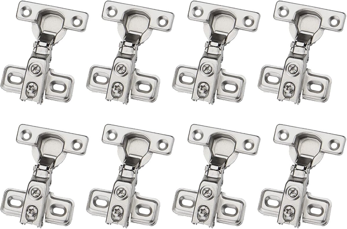 90° Voorliggend 26mm Zacht Sluiten Mini Compact Frame Scharnieren met Hydraulische Demper voor Keukenkast Kastdeur Automatische Scharnier Geïntegreerde Demping Pack van 8