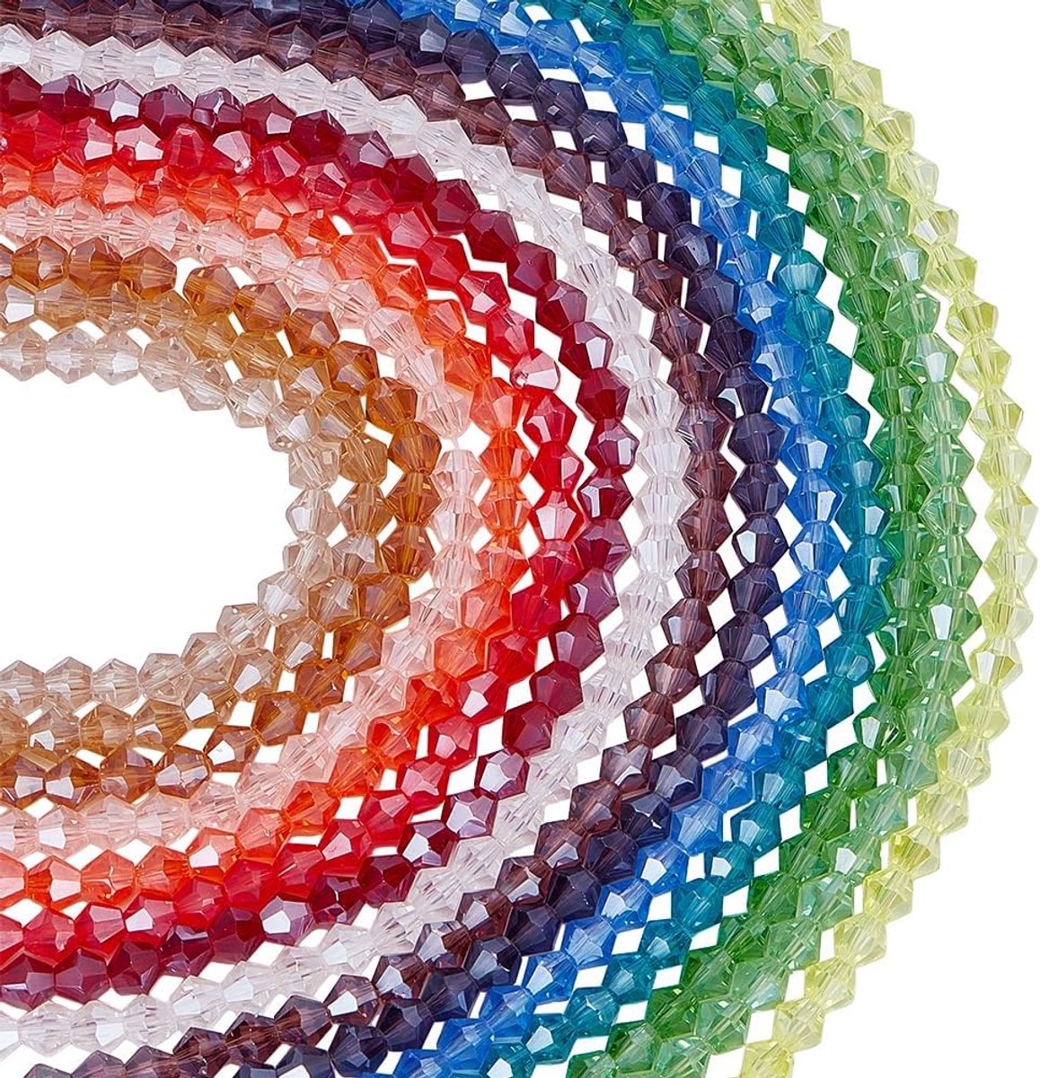 PandaHall 675 stuks 15 kleuren facetgeslepen glaskralen, 6 mm bicone kristallen kralen, helder gesneden kralenafstandhouders voor het maken van sieraden, armbanden, kettingen, hangende decoraties