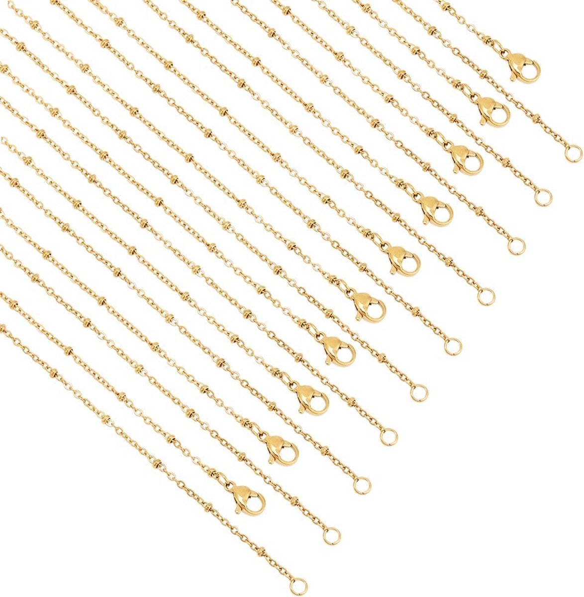 10 Stück 304 Edelstahl-Satellitenketten-Halsketten, 45cm Lange Goldene Ketten Zur Schmuckherstellung Gliederkabelketten Mit Karabinerverschluss Für Schmuckherstellung von Frauen
