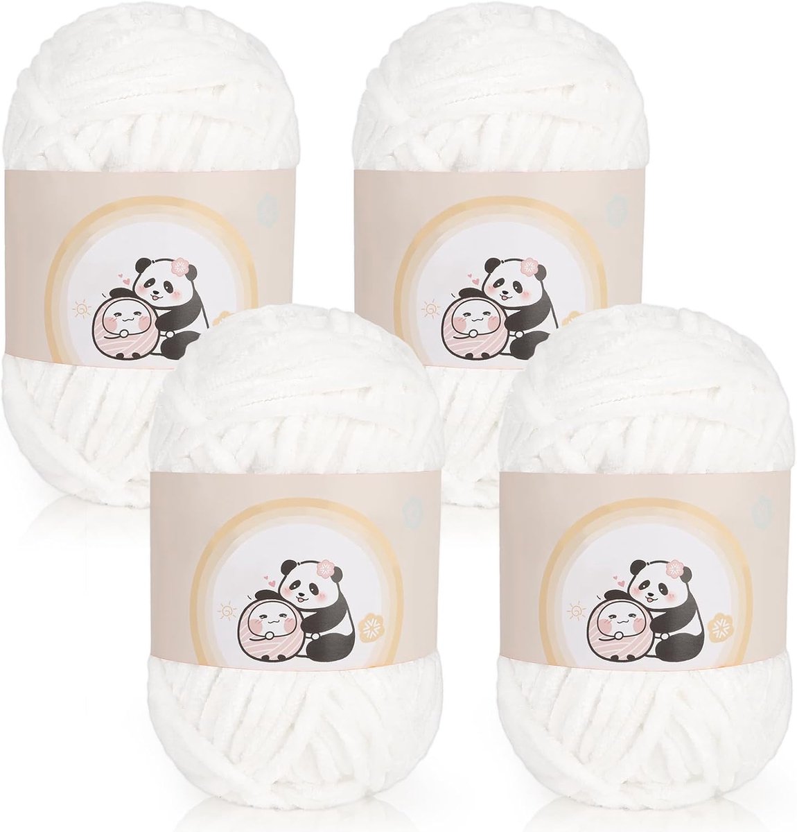 Chenille-garen 400 g, 4 stuks pluche chenille-grof garen om te haken (100 g per bal, 87 m), zachte pluizige fluwelen dikke wol voor het breien van babydekens, sjaals, sokken en doe-het-zelf