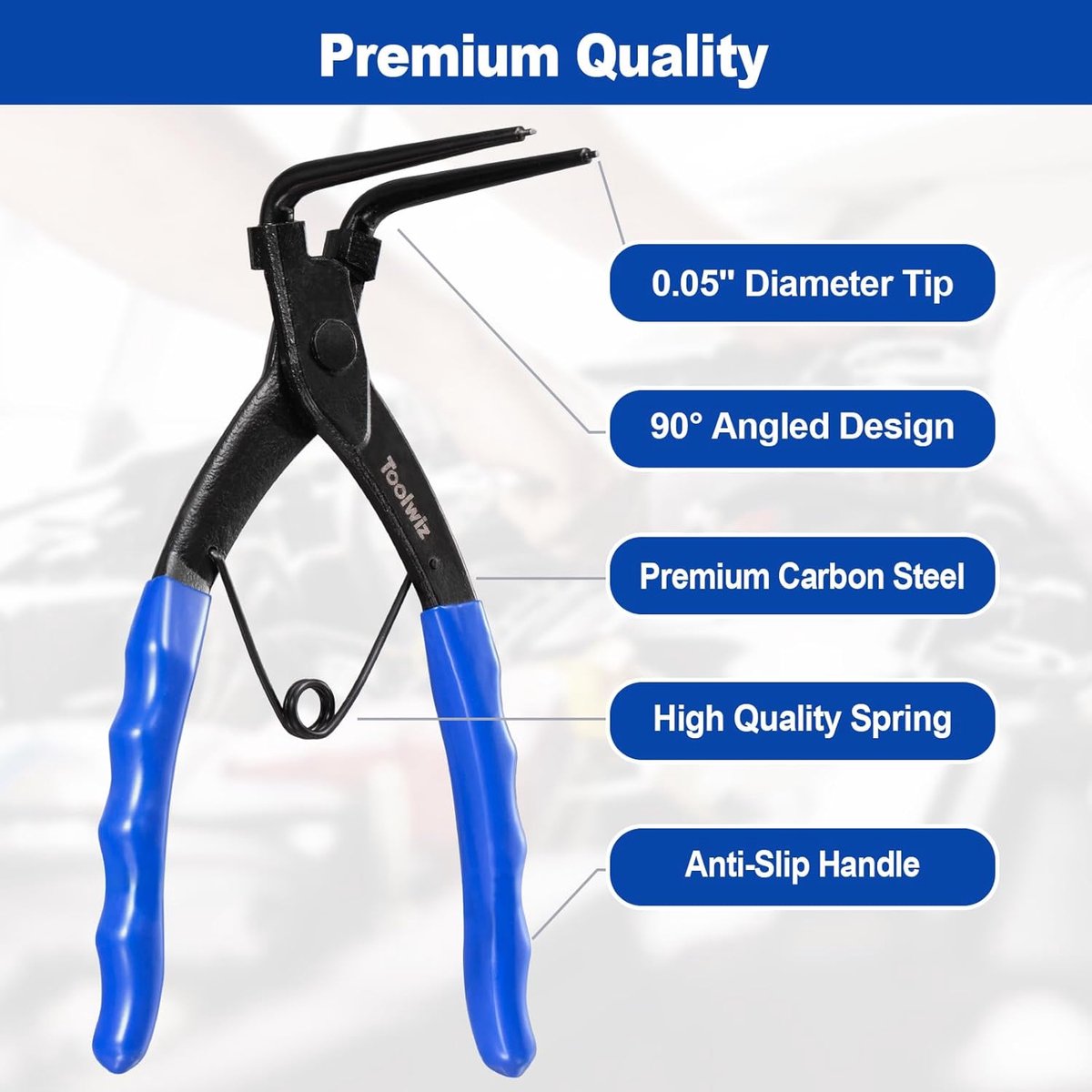 90 Graden Snap Ring Circlip Tang, Interne Hoofdremcilinder, Blauw | Heavy Duty 90 Graden Lange Neus Gebogen, Lock en Antislip Handvat Grip voor Trucks Motorfietsen Auto