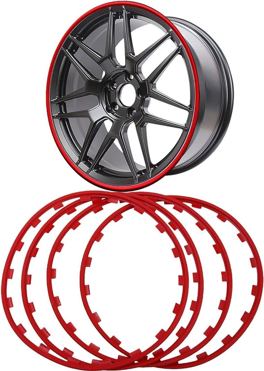 Velgbeschermers - Ring Bescherming - Velgen Beschermen - Sterke Slagvastheid - 16 inch - Rood