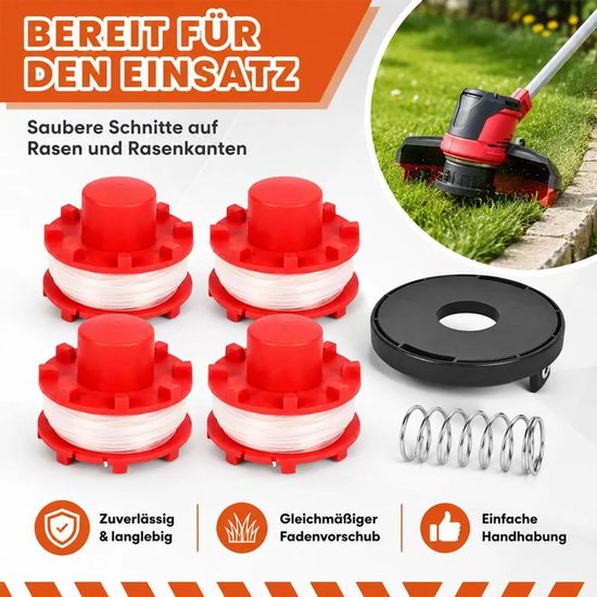 4+1+1 trimmer spoel- en dopset Geschikt voor Einhell CE-CT36/30 3405096, 2,0 mm x 8 meter nylon draad, met veer. — afbeelding 2
