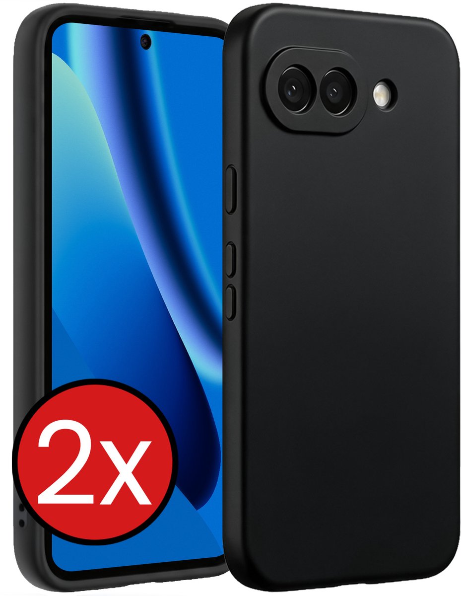 Hoesje - 2 Stuks - Geschikt voor Google Pixel 10a - Sterk & Shockproof - Telefoonhoes - Back Cover - Case Siliconen - Telefoon Hoes - Zwart