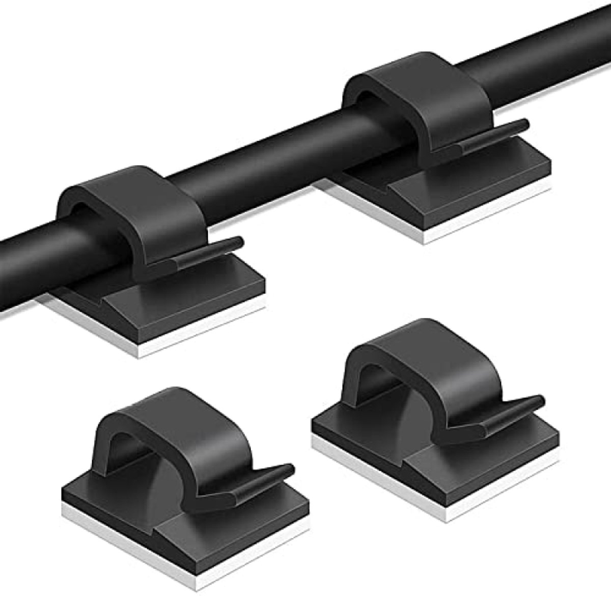 50 stuks zelfklevende kabelklemmen - Kabelorganizer voor bureau, muur en thuis - Kabelclips voor snoeren, USB-kabels en verlichting - Kabelmanagement voor een opgeruimd bureau (zwart)