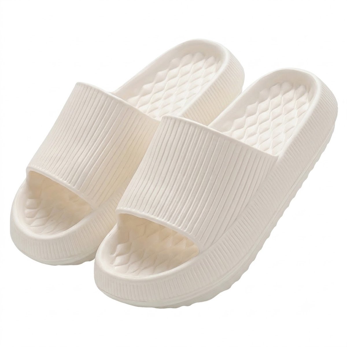 Witte badslippers dames EVA instap slippers antislip dik zool zacht voetbed open teen lichtgewicht douche slippers strand slippers geschikt voor binnen en buiten maat 38