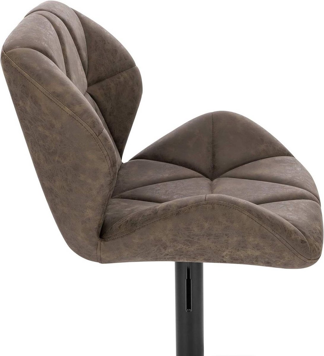 SureDeal® - barkruk - Barstoel bistrokruk - Rugleuning gemaakt kunstleer - 50x40x116 cm - Grijs