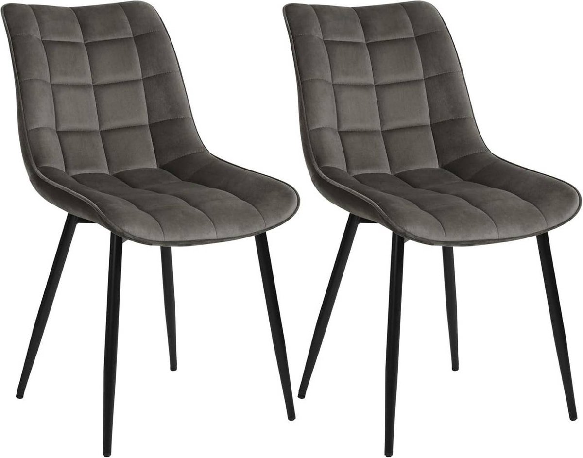 SureDeal® - Set - Eetkamerstoelen - Rugleuning - Fluwelen zitting - Metalen poten - 46x40,5x85,5 cm - Blauw