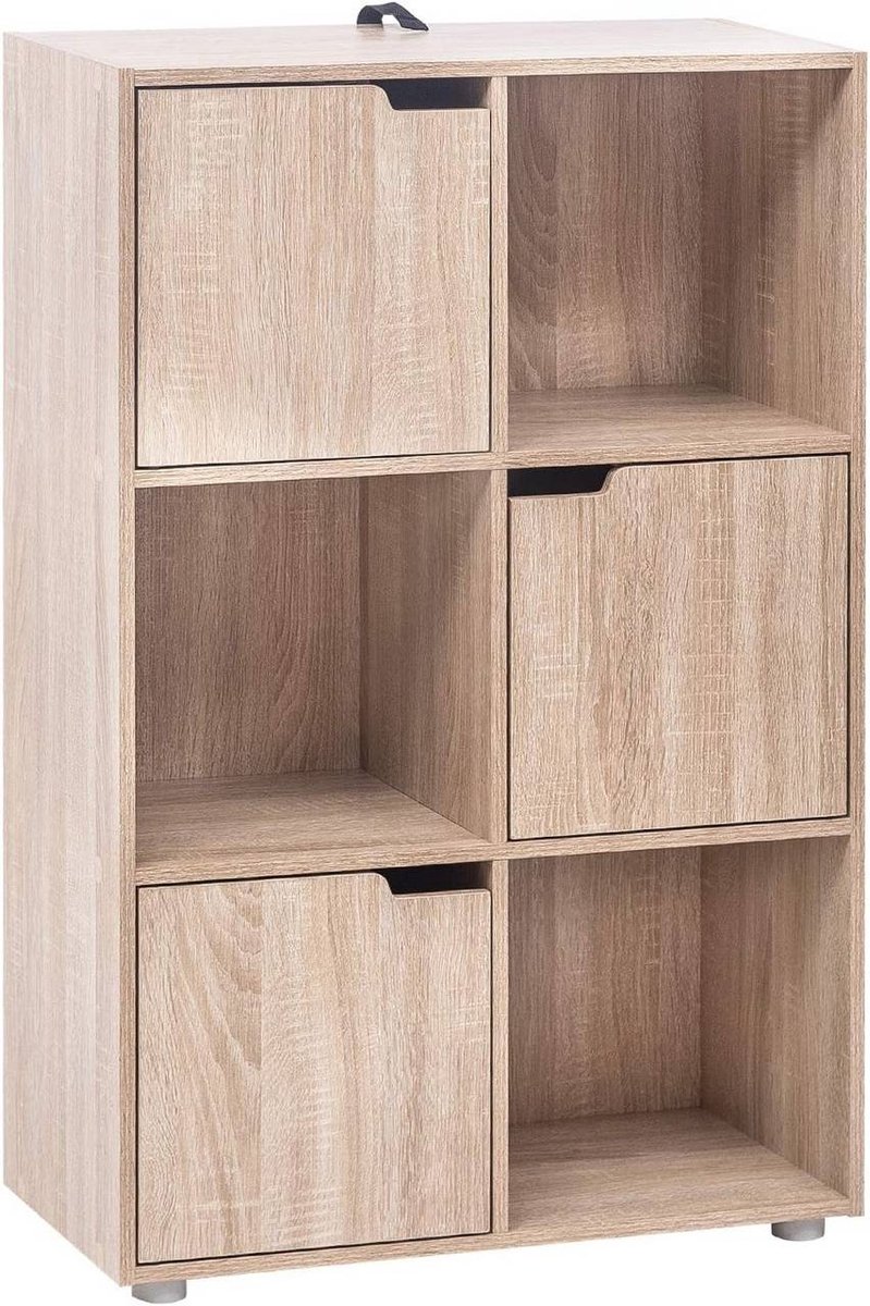 SureDeal® - boekenkast - Staande plank - 3 deur - Vakken gemaakt houtmateriaal - 28x28 cm