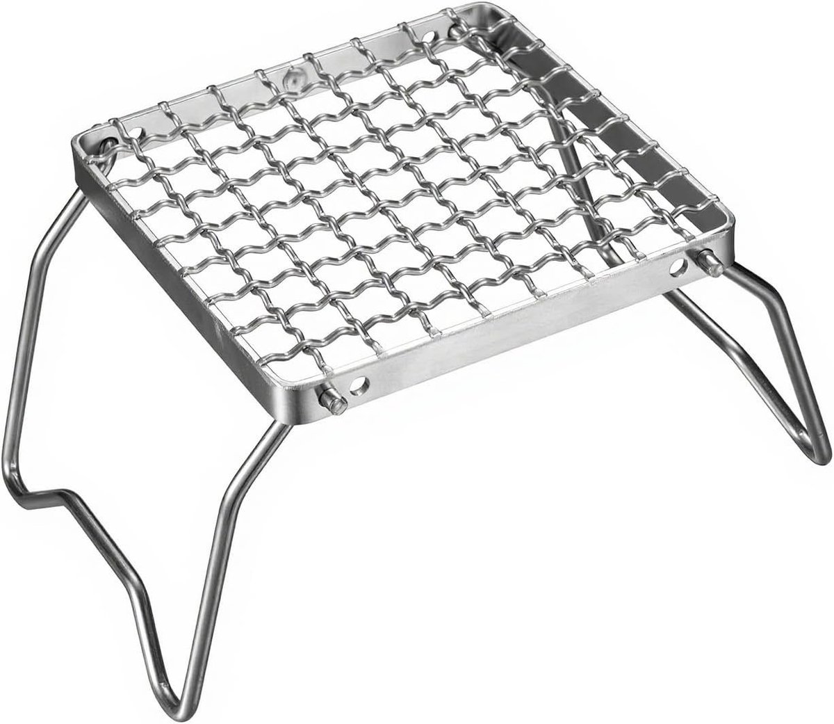 Vouwbare Grillrooster voor Kamperen, Mini Roestvrijstalen Kookstand van 16×16 cm, Draagbare BBQ Grill voor Buiten, Wandelen, Picknicks en Avontuurlijke Tochten