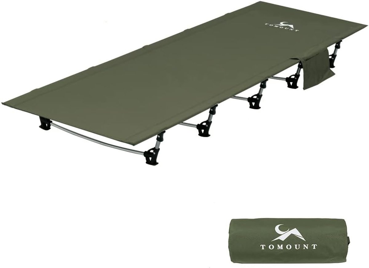 SnelShoppen - Campingbed Ultralicht Opvouwbaar Aluminium 190 x 70 cm Compact Draagbaar Eenvoudig te Bouwen Voor Kamperen Wandelen Reizen Strand Groen