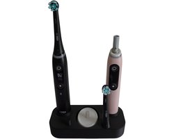 Tandenborstelhouder Oral-B iO 4 5 of 6 Zwart – Duo Organizer - Elektrische Tandenborstel Houder - Opzetstukjes Houder - Badkamer Organizer Koppels - Rubust Licht Compact & Stijlvol Design - Luxe Mat Zwart