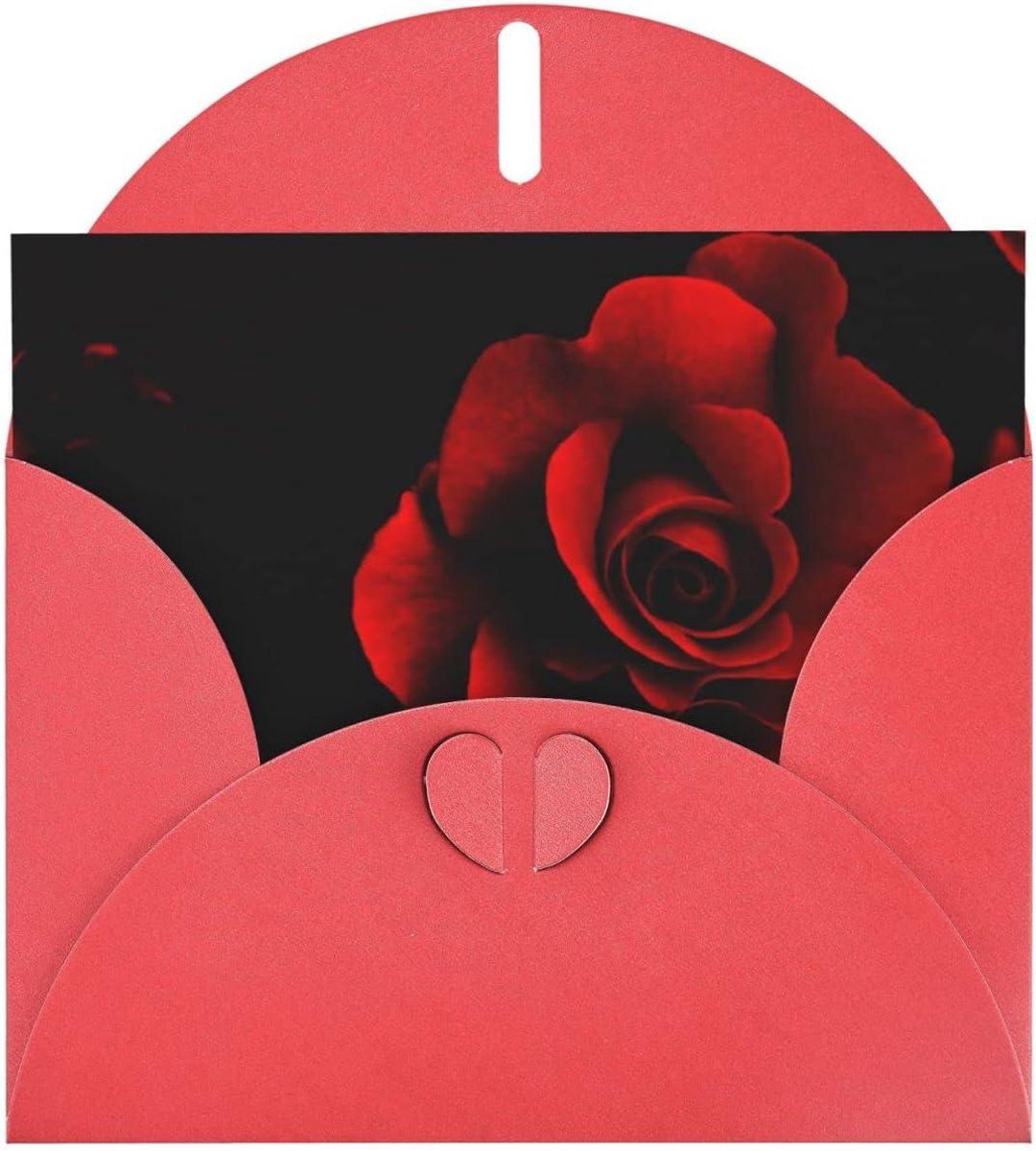Wenskaart Roos - Uitnodigingskaart Ansichtkaart - Geleentheden Vieren - Parelmoer Effect - 15 x 10 cm - Rood