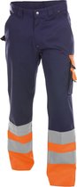 Dassy Omaha Hoge zichtbaarheidsbroek 200620 (300 g/m2) - binnenbeenlengte Standaard (81-86 cm) - Marineblauw/Fluo-Oranje - 50