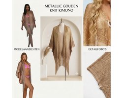 Oriwave Beach vest/cover up in gouden kleur Hand gewoven - Golden colour design Beach wear kaftan/ cover up - Golden colour beach vest - Hand made cover up beach wear