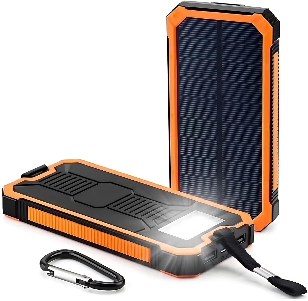 SnelShoppen - Draagbare Zonne-energiebank 20000mAh, Camping Oplader met Dual USB Poorten en LED Licht voor Telefoons, Ideaal voor Avontuur en Buitenac