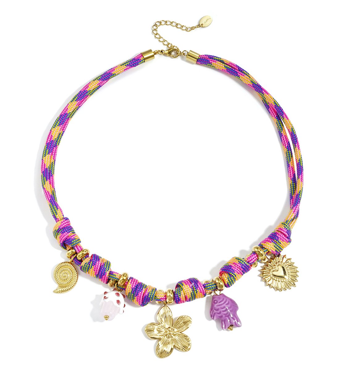 Ketting met zomer hangertjes - Vakantie en strand vibes - Club spice collectie - 37 tot 45 Centimeter, verstelbaar - Afgewerkt met glazuurlaagje - Damesdingetjes