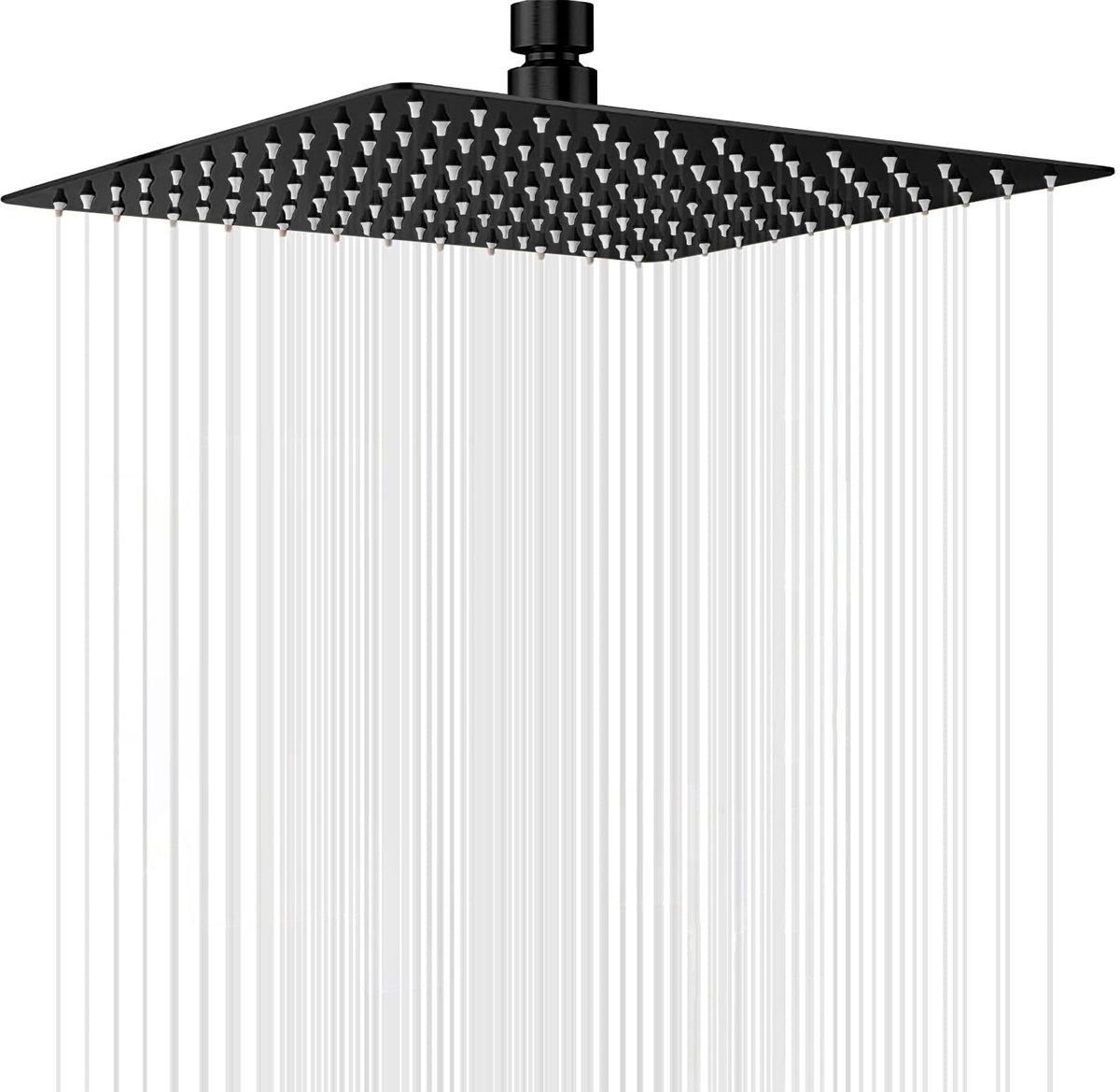 SnelShoppen - Roestvrijstalen Regendouchekop 12 inch (30 cm) - Vierkante Douchekop met Anti-kalk-sproeiers in Zwart - Ideaal voor Luxe Badkamers