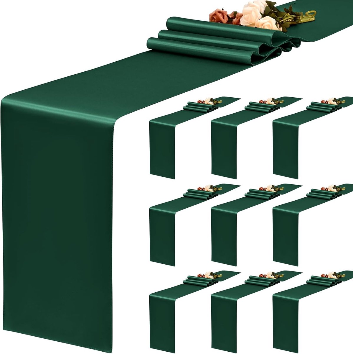 10 Pack 72 Inch Satijnen Tafelloper Smaragd Groen