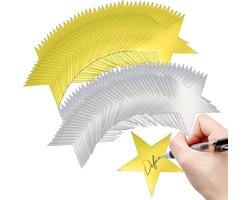 80 stuks grote sterren-papier, decoratieve sterren om op te hangen, glitter Star Cutouts, papieren sterren uitsparingen, steruitsparingen, 15 cm, bord, klaslokaal, muur, feest (goud en zilver)
