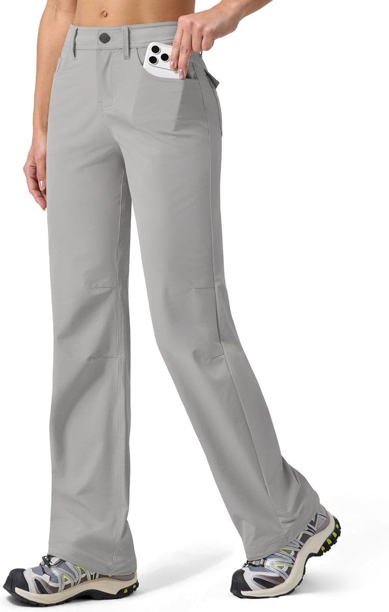 Wandelbroek voor dames, sneldrogend, licht, waterafstotend, uv-bescherming, UPF 50+, stretch, 74 cm, met 4 zakken