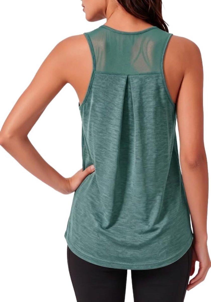 Dames Sport Tanktop Mouwloos Shirt Ademend Racerback Mesh Rug Fitness Tops Lichtgewicht Sporttop Losse Yoga Top