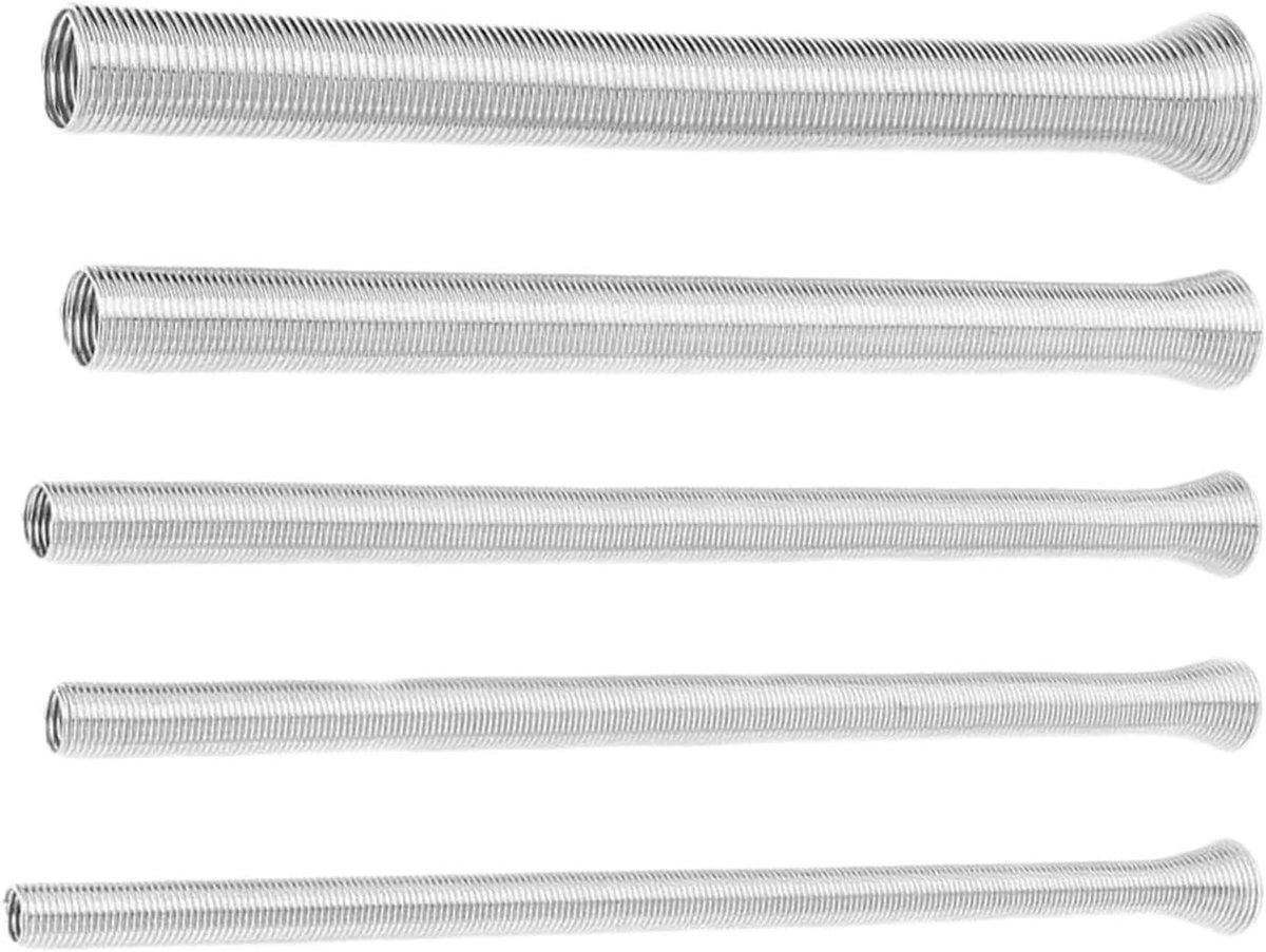 5 stuks Rvs Buis, Gebogen buisbuigset, Buigveer voor koperen buizen, Veer Pijpbuigset, Veerpijpenbuiger, 1/4'', 5/16'', 3/8'', 1/2'', 5/8'', 210 mm, voor het buigen van koperen en aluminium buizen