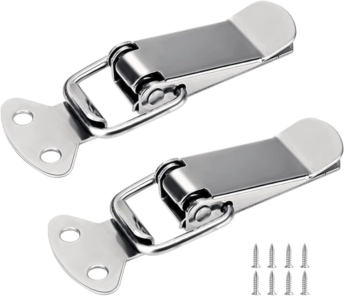Spansluiting roestvrij staal, kistsluiting, 2 stuks 74 mm kliksluiting, sluiting, geschikt voor deuren, ramen, kasten en kastdeksel, kliksluiting