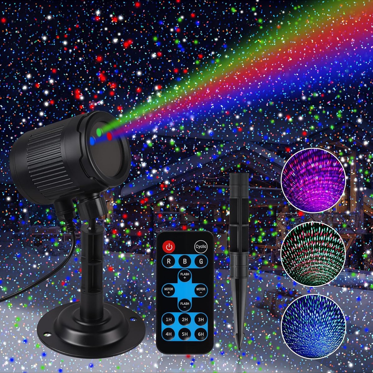Kerstverlichting projector voor buiten: Laser kerstverlichting voor buiten, feestelijke kerstlichtshow voor tuinfeesten, waterdichte kerstdecoratieprojectie
