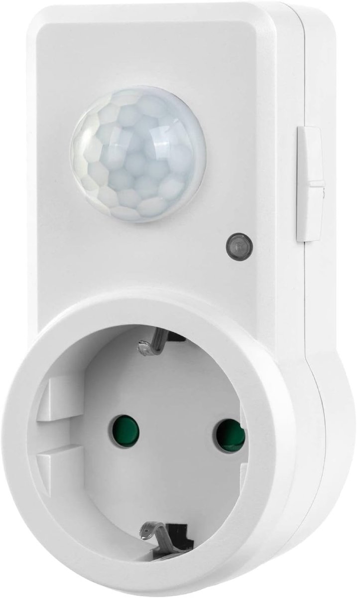 Infrarood-bewegingsmelder, voor stopcontacten, detectiehoek 120°, binneninstallatie, IP20, wit SA-CC50212-W (Duitse stekker)