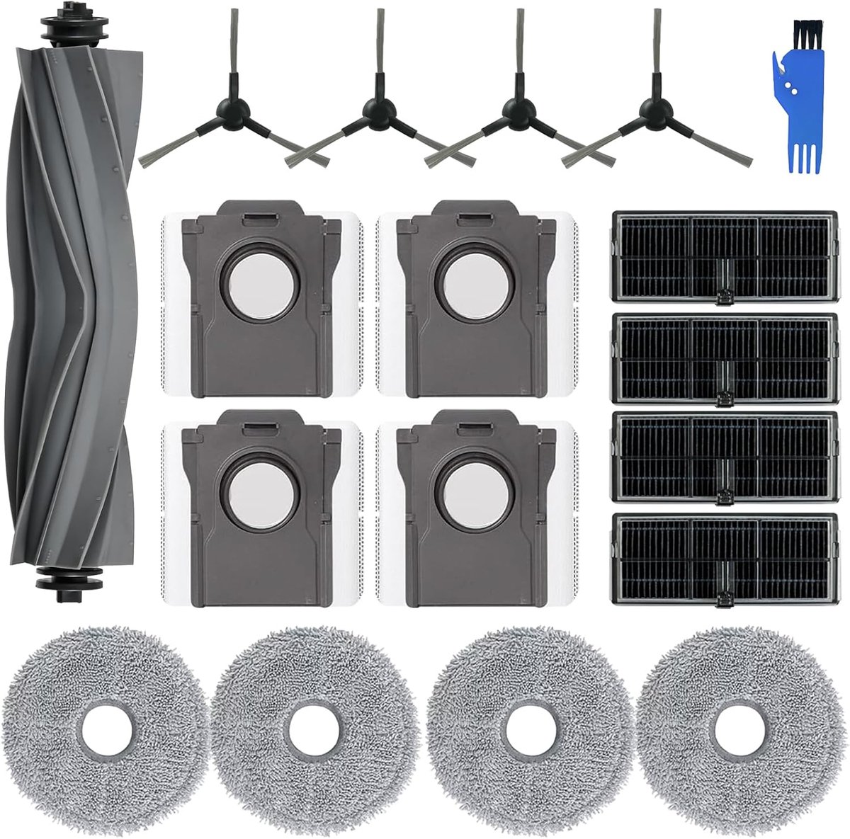 18 pcs Toebehoren voor Dreame L10s Ultra Gen 2 Stofzuiger onderdelen | 1 Hoofdborstel,4 Filters,4 Handdoeken,4 Stofzakken,4 zijborstel,1 Reinigingsborstel,voor Mova E30 Ultra Stofzuiger onderdelen