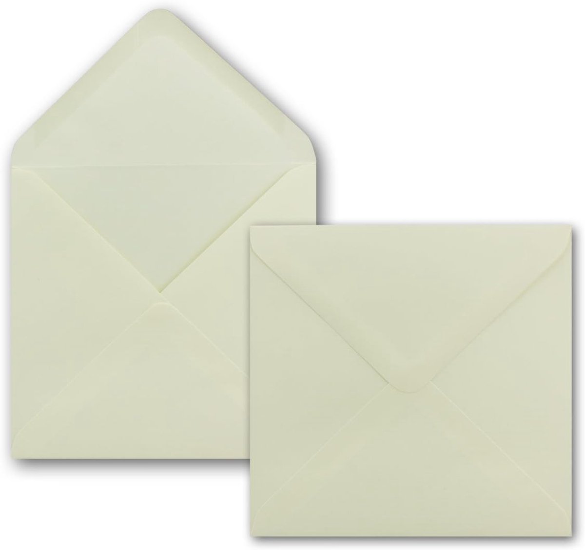 100 vierkante enveloppen, 15 x 15 cm, champagne, 100 g/m², natte sluiting met puntige sluiting, voor zeer speciale gelegenheden