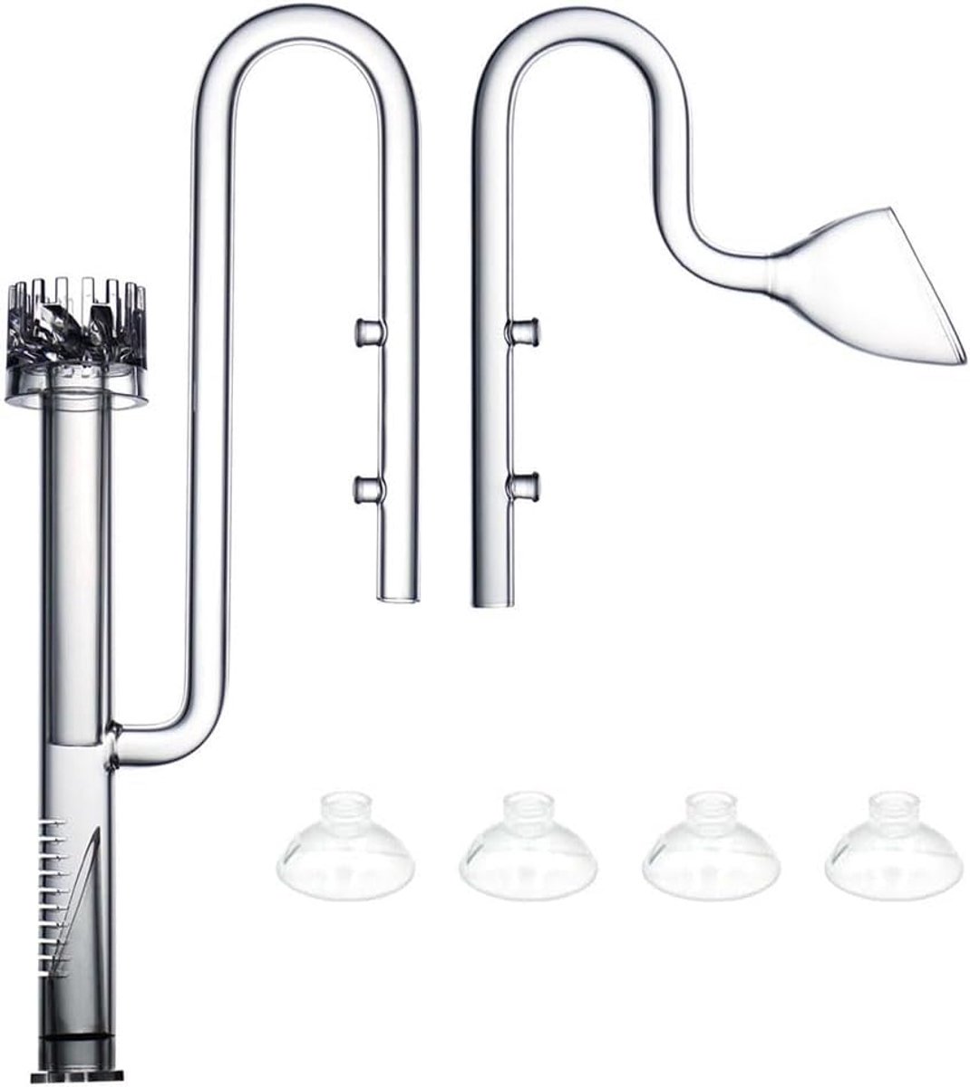 13 mm glazen leliepijp met skimmer, instroom en uitstroom, past op 12/16 mm (1/2 "i.d.) filterslang voor aquarium beplante tank