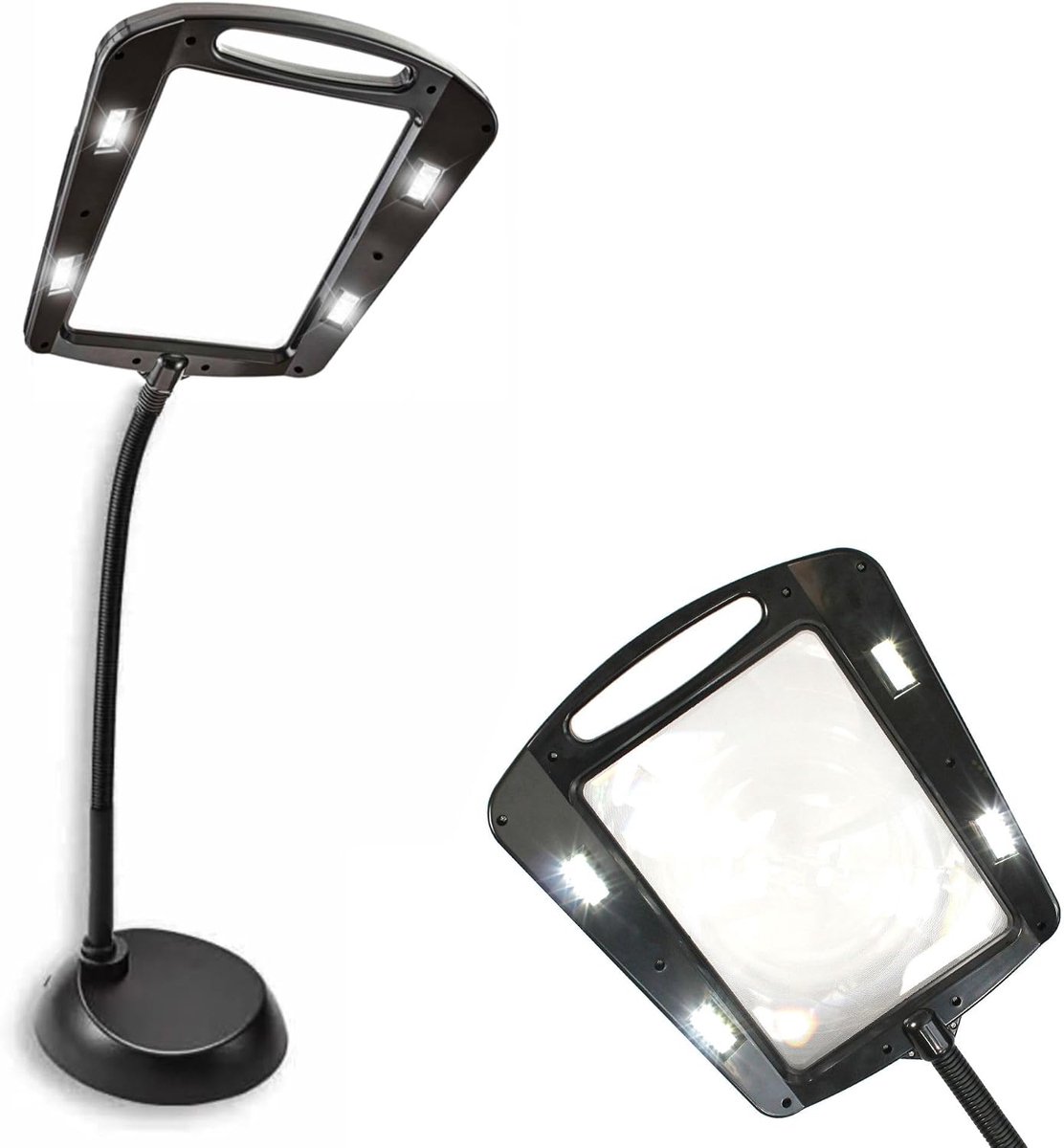 verlicht, 12 leds om neer te zetten, 5 x vergroting, draaibaar, voor lezen, knutselen, naaien, borduren en andere precisie-activiteiten, 160 cm (reuze)