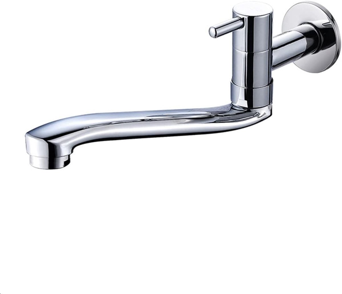 Kraan, Enkele Handvat Messing Tap Voor Keuken Tuin Outdoor Wasserij Spoelbak met Roestvrij Stalen Buis, Verchroomd, 22,5 cm