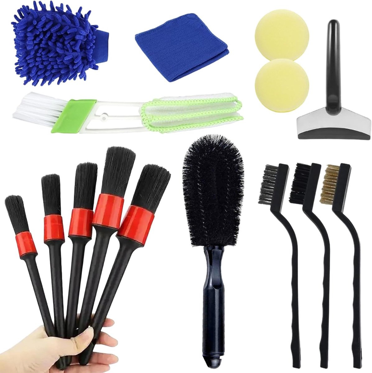 DiverseGoods Auto Detailing set, 14 stuks, voor het wassen van de auto, voor het reinigen van de auto en de exterieur