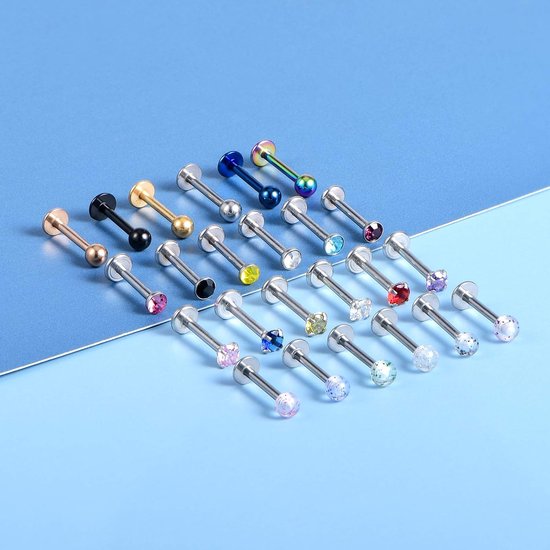 Lip Bars Ringen 16G Chirurgisch Staal Labret Studs Ring Piercing Sieraden Conch Kraakbeen Tragus Helix Oorbel 8mm — afbeelding 5