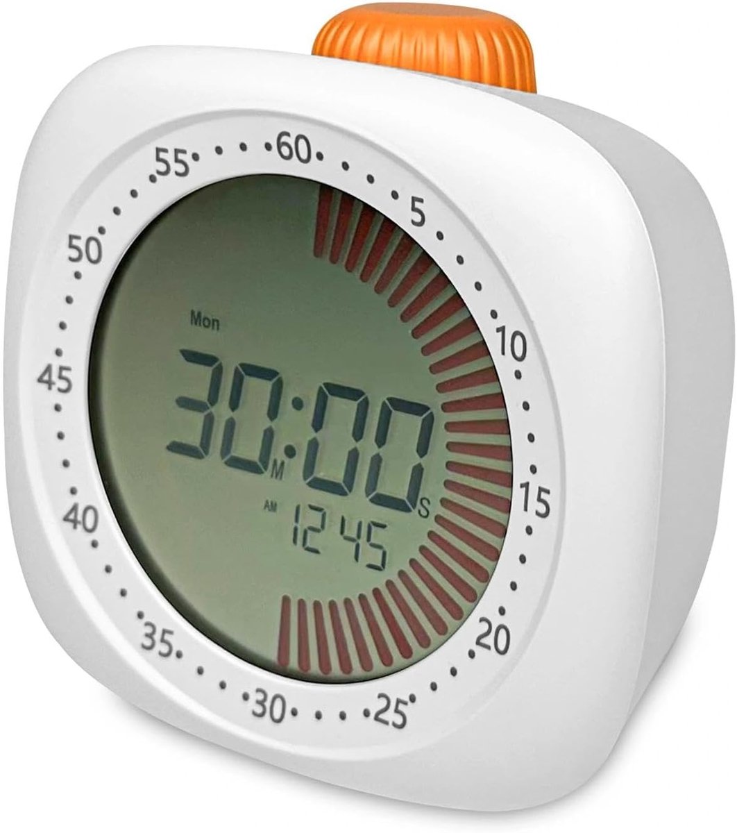 Visuele timer voor kinderen, akoestische en stille visuele ondersteuning voor kinderen, 60 minuten countdown-timer, desktop voor koken, studie, oefeningen, spelletjes, tijdmanagement (wit)