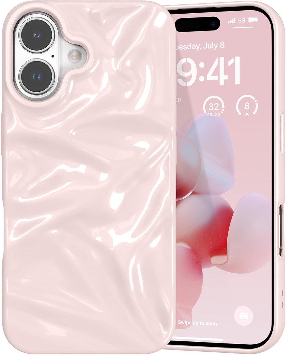 hoesje voor iPhone 16 Plus, TPU zachte glanzende effen kleurige telefoonhoes, stabiele beschermhoes voor iPhone 16 Plus (17 cm), roze