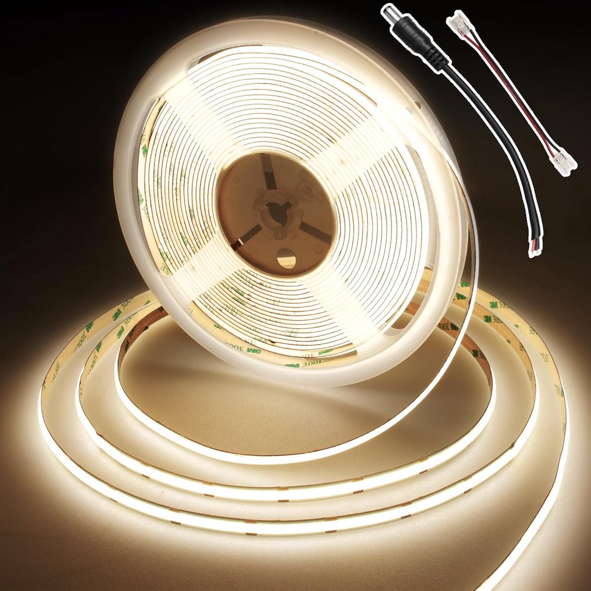 384 LEDs/m COB LED-Strip 10m Natuurlijk wit, 24V LED Strip, 9w/m, CRI 92+, 8mm Breed voor indirecte verlichting in TV Achtergronden, kasten, plafonds (voeding niet inbegrepen), 4000K