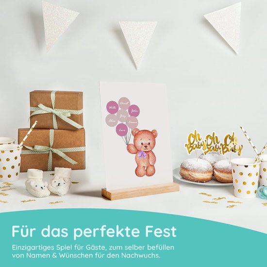 Gastenboek voor babyshower en doop, roze/blauw, voor jongens en meisjes, babyfeest om in te vullen, creatieve cadeaus en aandenken voor doop, verjaardag en babyshower (roze) — afbeelding 4