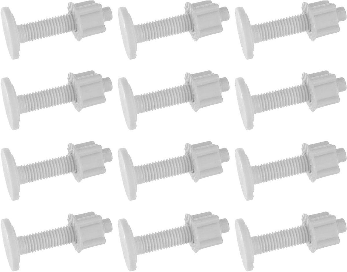 Toiletbril Bevestigingsset - Toiletbril Schroeven - Toilet Reparatie - Waterbestendige Kunststof - 12 Stuks - Wit