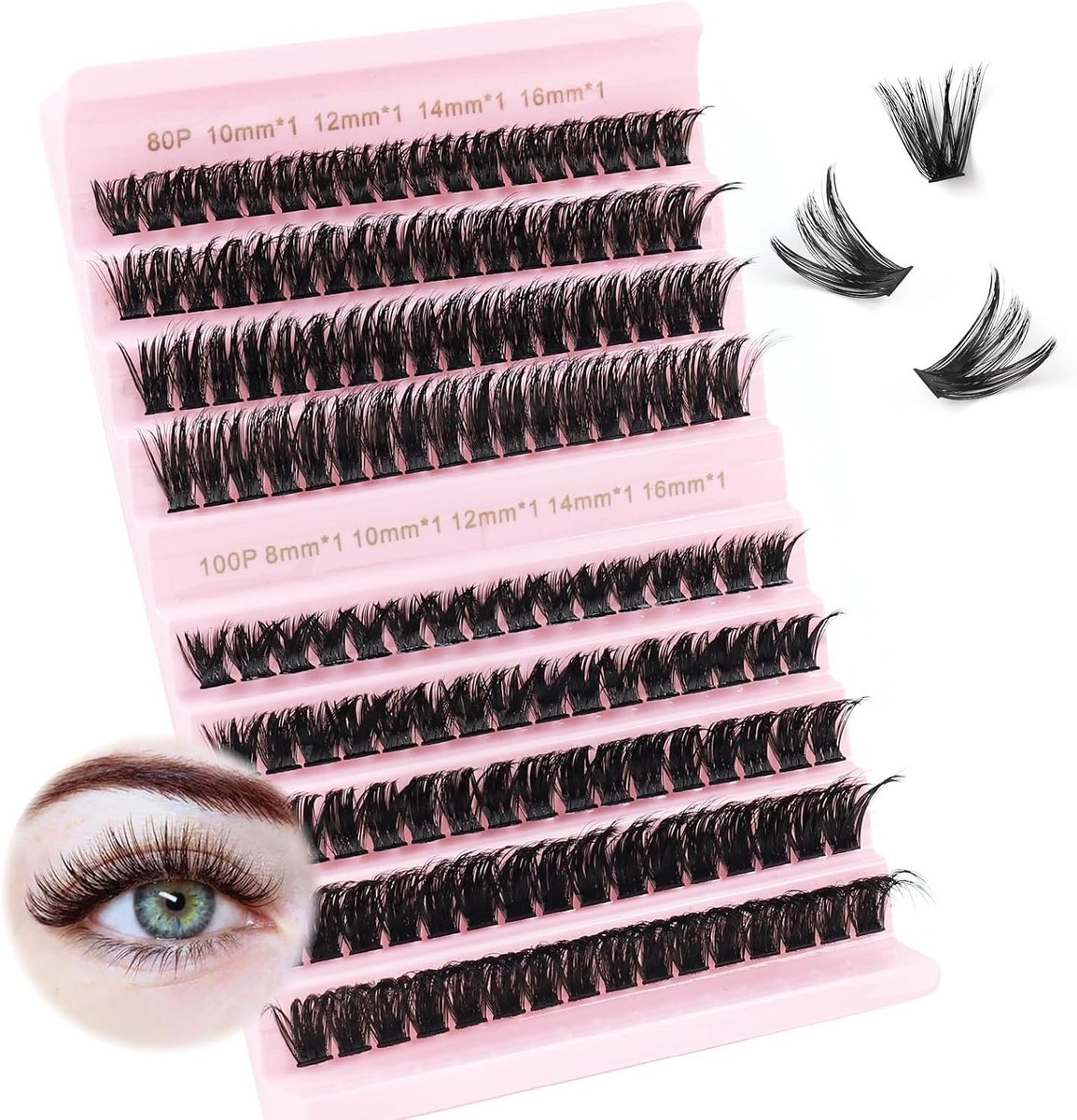 Valse wimpers, herbruikbare individuele wimpers, wispy zachte individuele wimpers, mix 8-16 mm, C-krul