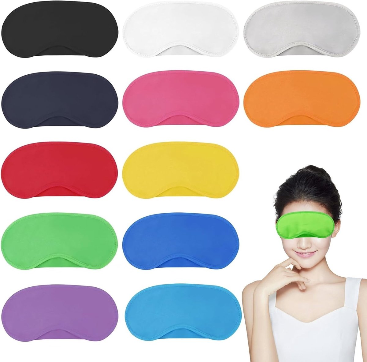 12 Stuks Slaapmaskers - Meerkleurig Oogmasker met Neuskussen - Voor Kinderen